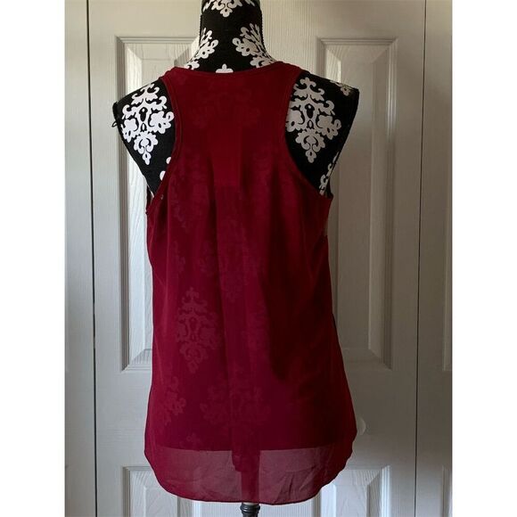 Sleeveless Colorblock Top Red Black Cream M - Picture 2 of 10